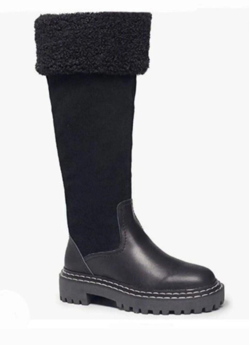 Splendid Black Antonia Sherpa trimmed black suede and leather boots Women's Sz 6
